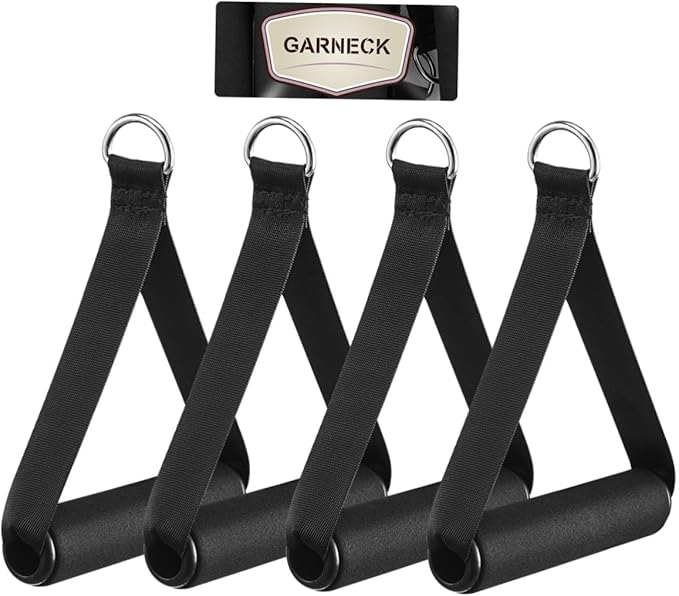 Garneck 4pcs Resistance Band Handles Plastic D Ring Exercise Strap Foam Handle Band Fitness Equipment for Home Gym Overhead Strength Training Stretching Black - Bloomnest