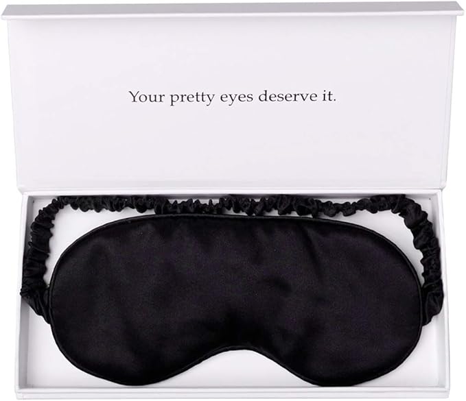 Silk Sleep Mask Light Blocking Luxury 100% Mulberry 19mm Silk Eye Mask Eye Cover Blindfold Ultra Soft Light & Comfy Anti Aging Skin Care with Travel Bag Gift Package - Bloomnest