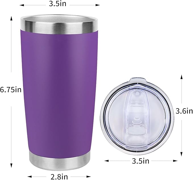 20oz Stainless Steel Tumbler with Lid, Travel Mug - Double Wall Vacuum Powder Coated Cup - Purple, 1 Pack - Bloomnest