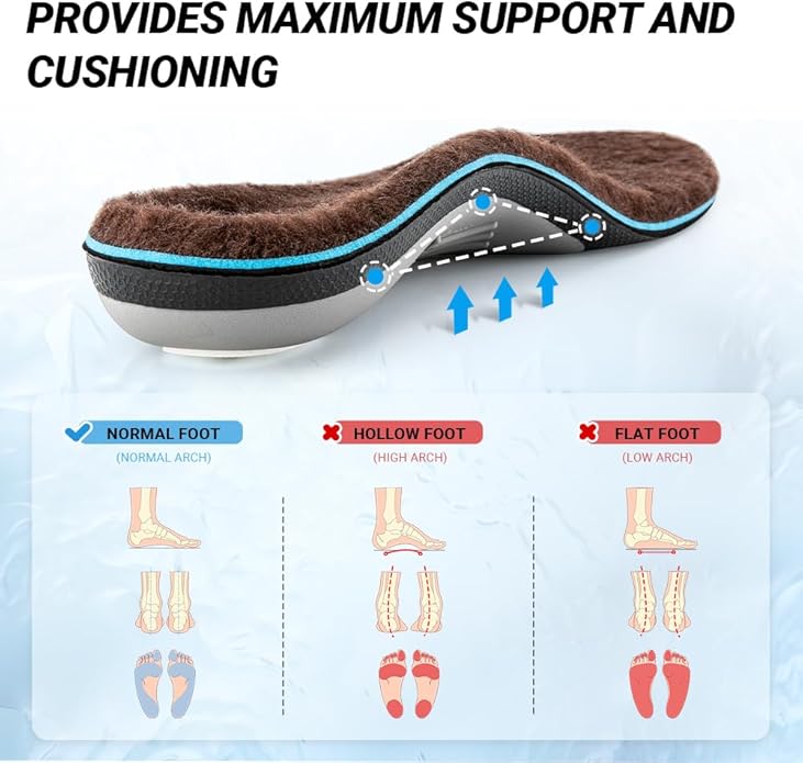 VALSOLE Heavy Duty Support Pain Relief Orthotics - 220+ lbs Plantar Fasciitis High Arch Support Insoles for Men Women, Flat Feet Orthotic Insert, Work Boot Shoe Insole, Absorb Shock with Every Step - Bloomnest