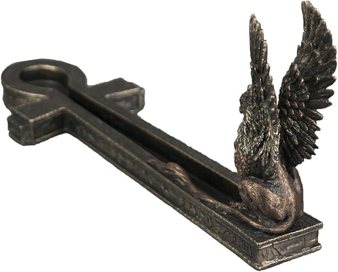 Veronese Design 5 1/8" Tall Egyptian Griffin Ankh Incense Holder Resin Sculpture Spirtual Gift Handpainted Bronze Statue - Bloomnest