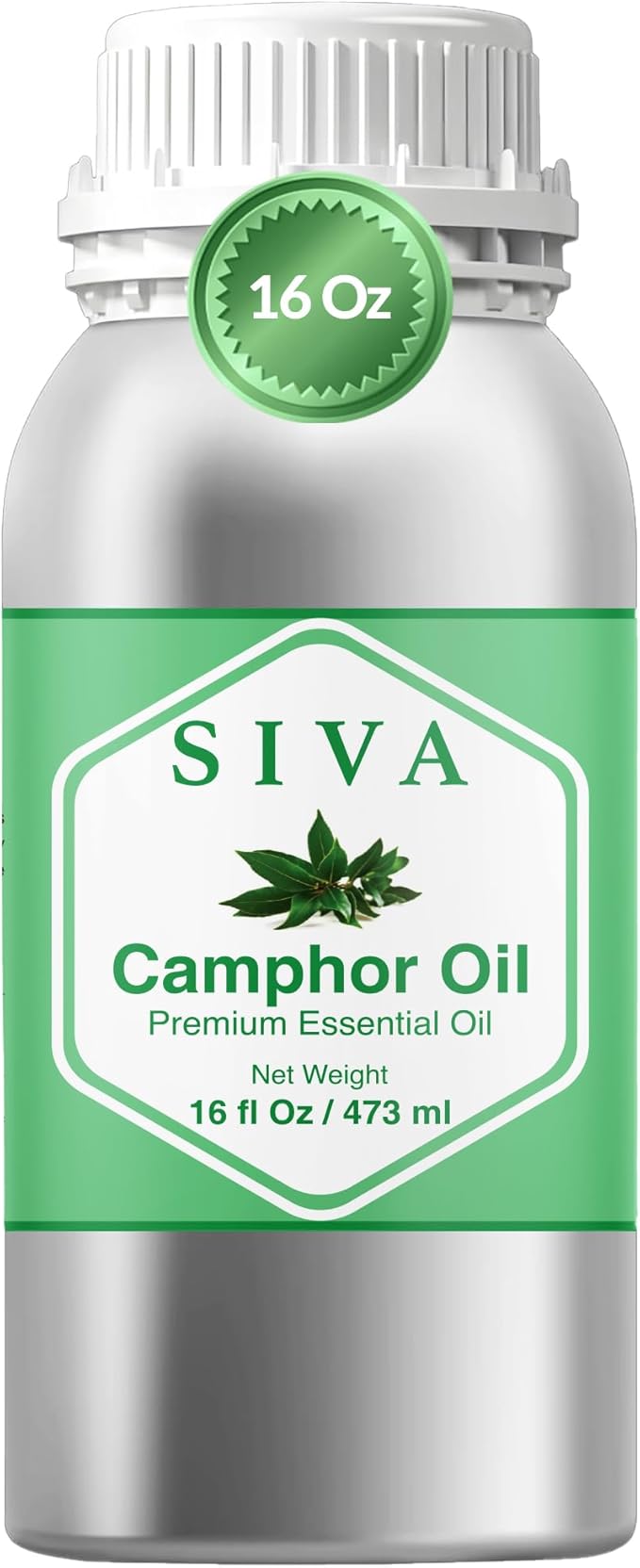Siva Camphor Essential Oil - 16 Fl Oz – 100% Natural Camphor Oil - for Diffuser, Face, Skin Care, Aromatherapy, Hair Care, Scalp and Body Massage SIVAOrganics