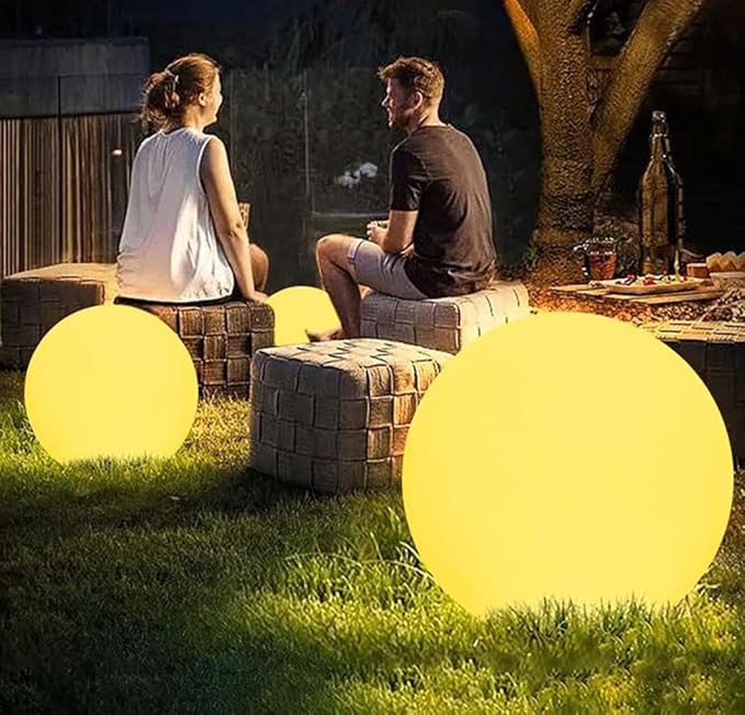 50CM/20-inch Large LED Globe Orb Light, Rechargeable LED Ball Light, Dimmable 16 RGB Colors Globe Floor Lamp w/Remote, Indoor/Outdoor Waterproof Glowing Orb Mood Lamp for Home Garden Patio Party - Bloomnest