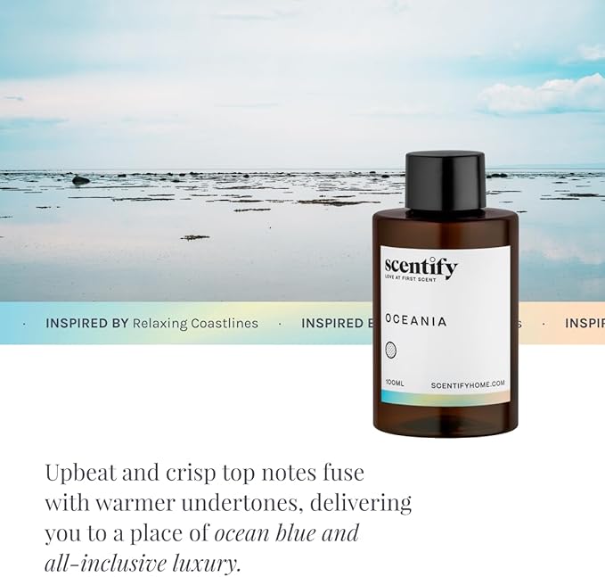 Scentify Oceania Aroma Oil Refill Scent for Oil Diffusers - Orange, Apple, White Tea, Lavender Scents - Luxurious Relaxing Aromatherapy Diffuser Fragrance 100ml, 3.38 oz - Bloomnest