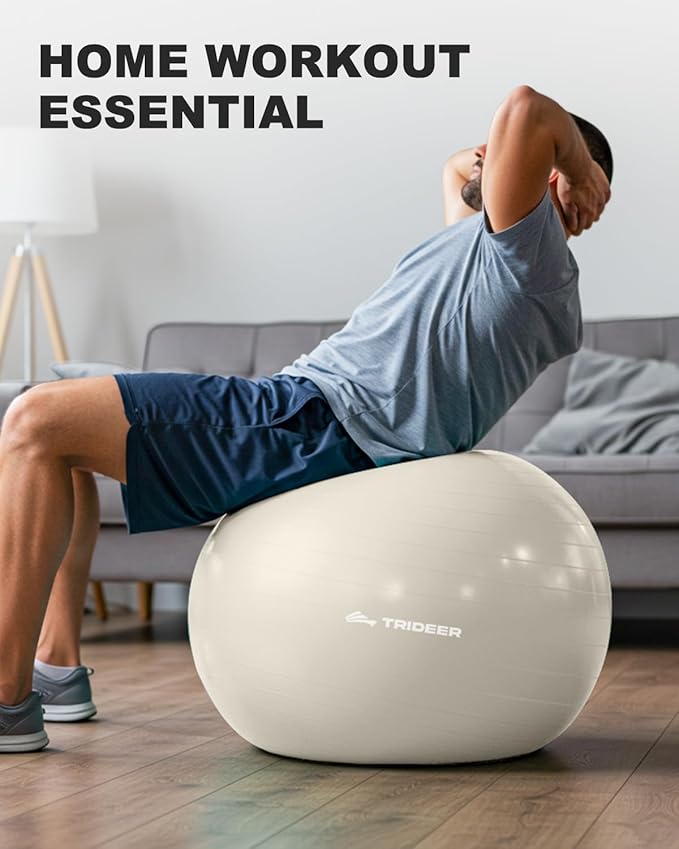 Trideer Exercise Ball for Yoga, Pilates & Fitness – Stability Ball Equipment for Home Gym & Office Chair, Core & Balance Training Accessories, Physical Therapy Equipment, Quick Pump Included, 5 Sizes - Bloomnest