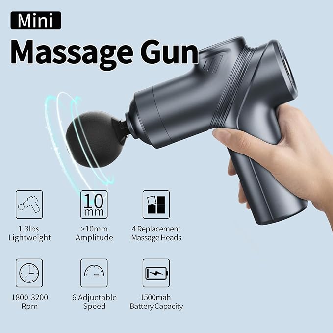 Massage Gun Deep Tissue, Silent Brushless Motor and Portable Massage Gun with 4 Interchangeable Heads for Deep Muscle Relief and Relaxation, Relax Gift - Bloomnest