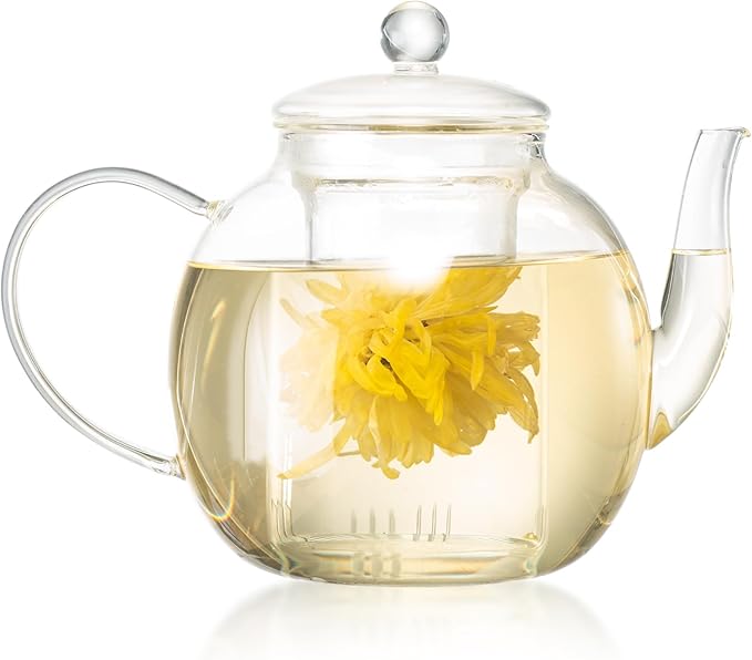 1530 ml/52 oz Large Glass Teapot with Removable Infuser, Clear Tea Kettle Stovetop Safe for Loose Leaf and Blooming Tea, Tea Lover's Choice - Bloomnest