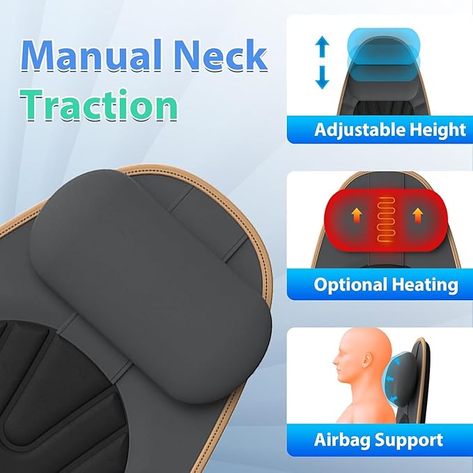 Sotion Back Massager for Chair, Heated Seat Cushion Massager with Neck Traction, Vibration Massage Pad for Full Body Massage for Office Chair, Home Use - Bloomnest