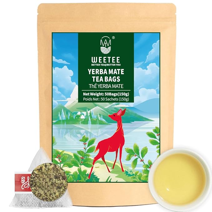 WT WEETEE Yerba Mate Tea Bag, Unsmoked Yerba Mate 50 Teabags From Argentina, Rich In Antioxidants, Plant Nutrients, Perfect Coffee Replacement - Bloomnest