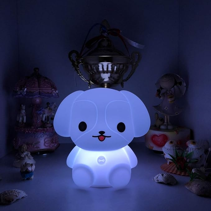 Night Lights Dog Silicone Bedside lamp for Children, Baby Nursery Light Decorative Lamps Decompression Light - Break Resistant/Eye Caring/Adjustable Brightness & Color/Time Setting - Medium - Bloomnest