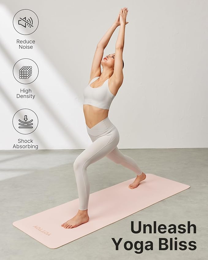 Yoga Mat,Non-Slip TPE Exercise Mat(1/4 Inch) for Pilates, Fitness & Barefoot Workouts, Home Gym Studio with Strap & Bag - Bloomnest
