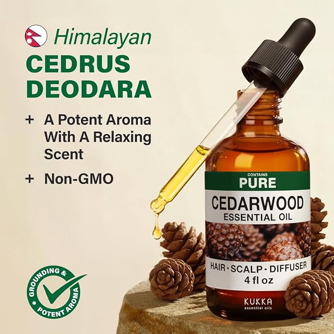 KUKKA Cedarwood Essential Oils - 4 Fl Oz - for Hair, Skin, Diffuser, Aromatherapy & DIY Soap Making Scent (Pack of 2) - Bloomnest