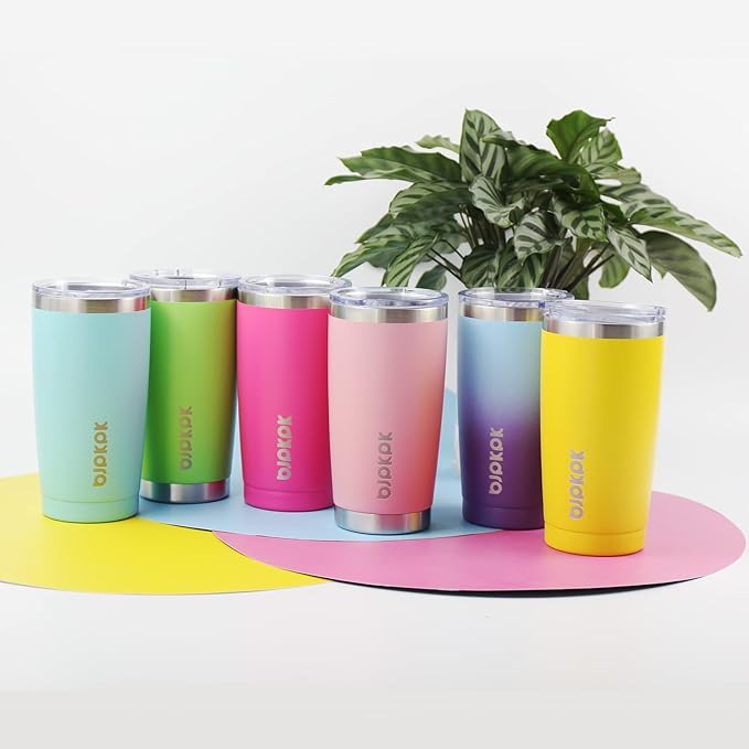 BJPKPK Purple Insulated Tumbler With Lid And Straw 20 oz Stainless Steel Tumblers Coffee Thermal Cup - Bloomnest