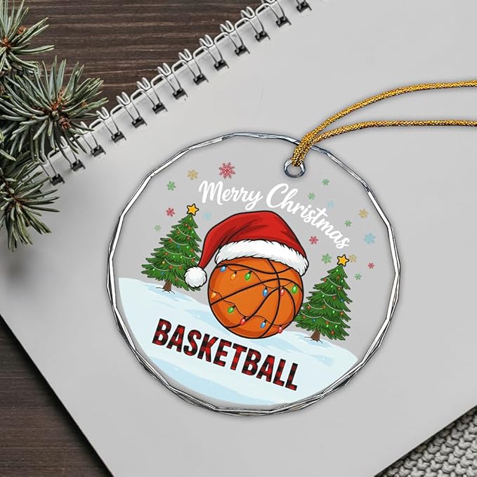 Basketball Glass Ornament – Handcrafted Hanging Decoration, Elegant Keepsake with Unique Basketball Design, for Home, Holiday Tree, or Special Occasion - Bloomnest