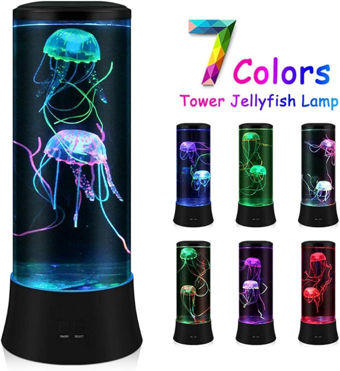 EDIER Jellyfish Lamp, LED Fantasy Jelly Fish Light, 7 Color Setting Jellyfish Tank Table Lamp Decorations for Home Office Decor Great Gifts for Kids - Bloomnest