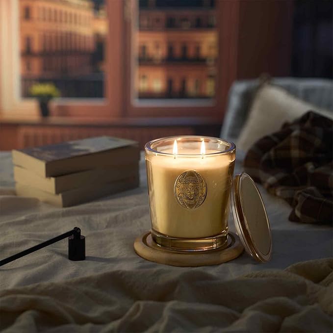 M&SENSE Large Two-Wick Soy Candle | Banana Leaf & Gold | 19.8 oz, 120H Burn Time | Luxury Scented Candle for Relaxation, Gifting, Home Décor | Ideal for Bedroom, Office, Party Ambiance - Bloomnest