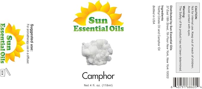 Sun Essential Oils Camphor Essential Oil 4 Fl Oz - Aromatherapy Camphor Oil for Diffuser (Pack of 1) - Bloomnest