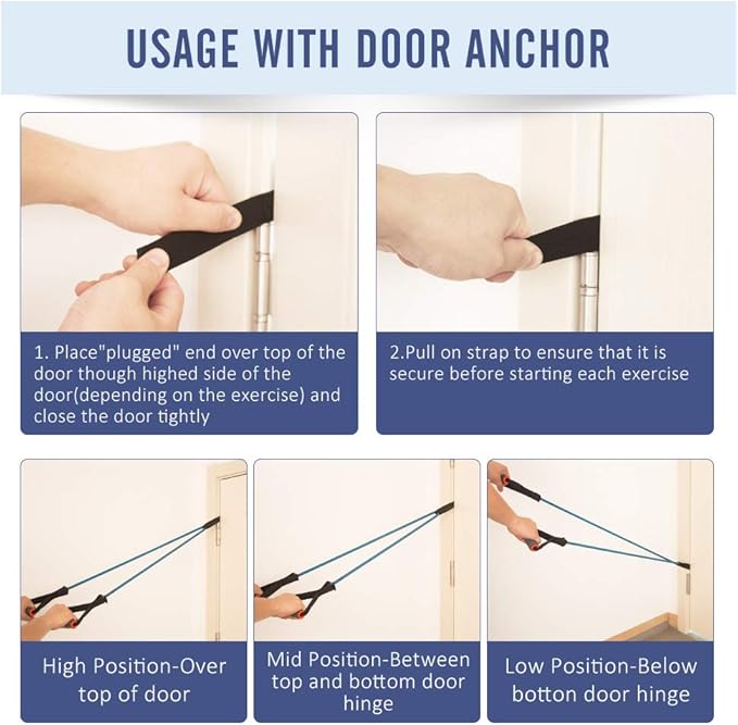 Single Resistance Bands, Workout Bands with Handles and The Exercise Bands with Door Anchor, Suitable for Resistance Training, Physical Therapy, Home Workouts, Boxing Training