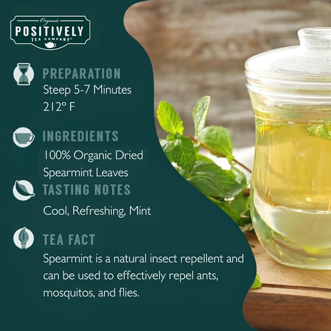 Organic Positively Tea Company, Spearmint Leaf Herbal Tea, Loose Leaf, 16 Ounce - Bloomnest
