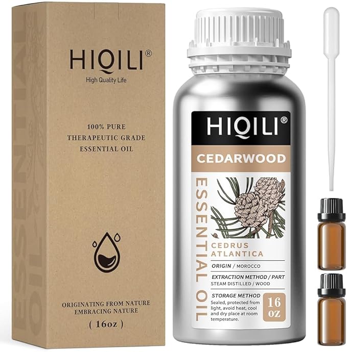 HIQILI 16 Fl Oz Cedarwood Essential Oil, Pure Natural Cedarwood Oil for Diffuser, Aromatherapy - 500ML - Bloomnest