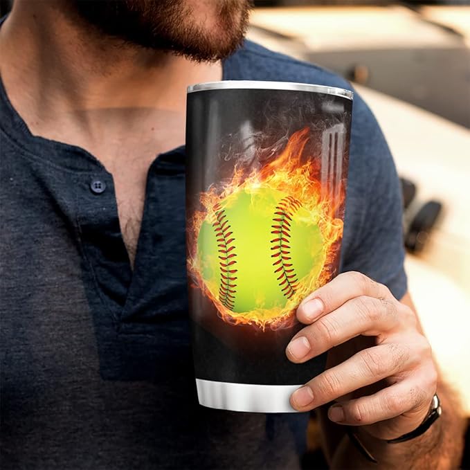Wassmin Personalized Softball Tumbler Sports Cups With Lids Gifts For Players Lovers Fan Coach Stainless Steel Insulated Tumblers 20oz 30oz Coffee Travel Mug Birthday Christmas Presents - Bloomnest