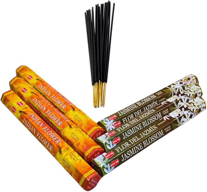 Sandalwood & Vanilla Incense from Hem Bundled with ANKCIENSE Incense Holder Bundle, Variety Pack of 120 Sticks (Indian Flower & J Blossom) ANKCIENSE