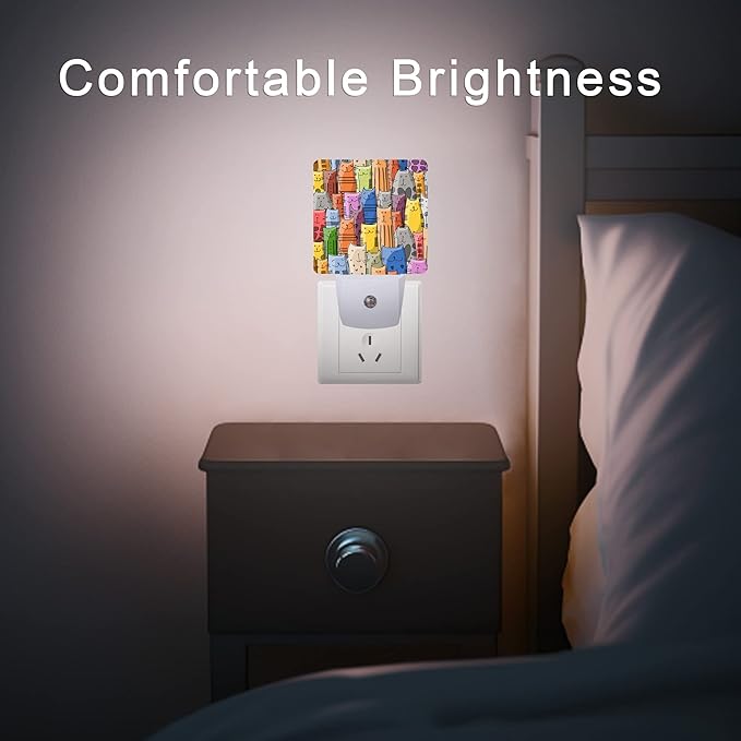 Funny Cat Night Light,Funny Cats Family Plug-in Night Lights with Dusk-to-Dawn Sensor for Stairway/Hallway/Bedroom Sleep Friendly lamp for Women/Girls/Boys Gift,0.5W - Bloomnest