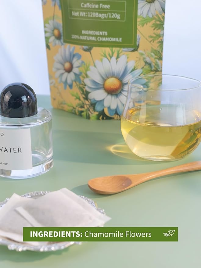 HYNTMYT Chamomile Tea Bags, 1g/bag, Natural & Pure Chamomile Flowers Herbal Tea, Caffeine Free, 120 Count - Bloomnest