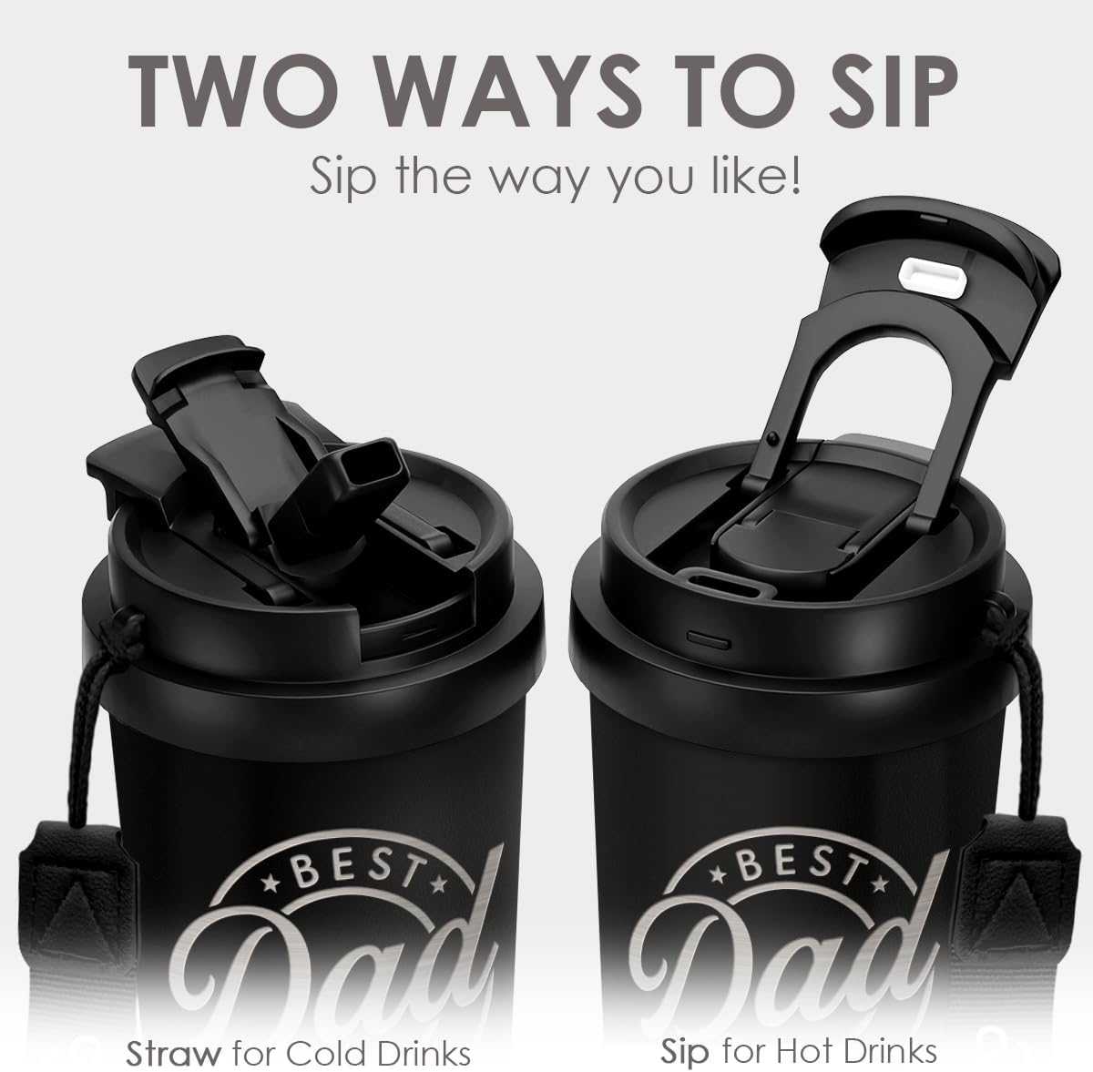 Dad Tumbler from Daughter- Stainless Steel 2-in-1 Lid Coffee Tumbler 18 oz, Best Dad Ever Insulated Travel Mug Gift for Men Husband Dad, Birthday Christmas Father's Day