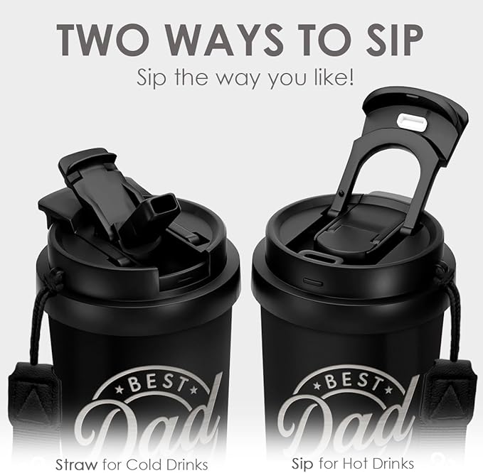 Dad Tumbler from Daughter- Stainless Steel 2-in-1 Lid Coffee Tumbler 18 oz, Best Dad Ever Insulated Travel Mug Gift for Men Husband Dad, Birthday Christmas Father's Day - Bloomnest