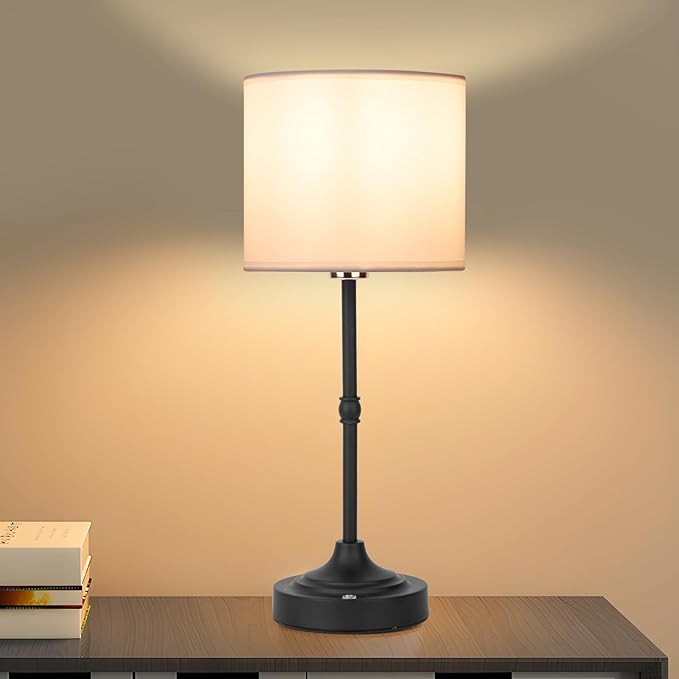 Portable Cordless Table Lamp,Built-in 5200mAH Rechargeable Battery, Dimmable Touch Wireless Light, Bed Side Metal Desk Lamp，Restaurant/Bedroom/Bar/Coffee/Night Light (Blcak) - Bloomnest