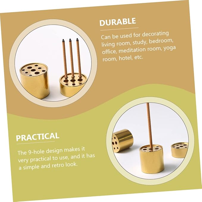 VOSAREA 4pcs Incense Stick Cone Incense Burner Waterfall Burner Base Multi-Hole Holders Brass Tower Golden Copper Conical