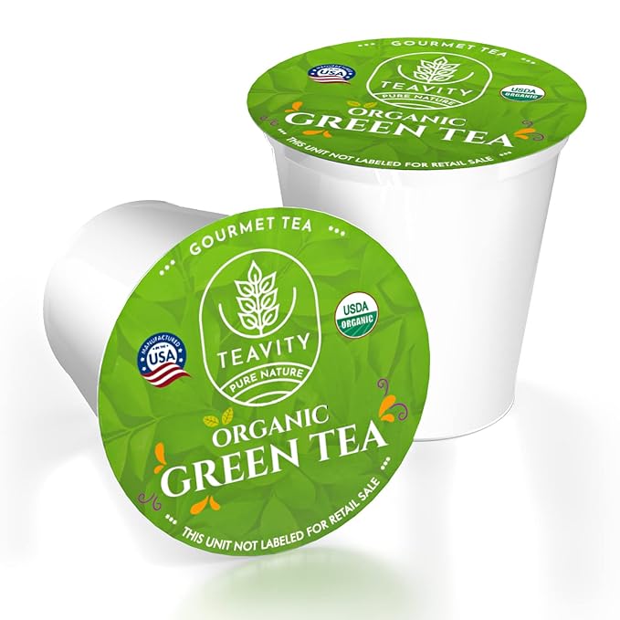 Organic Green Tea Pods for Keurig - Unsweetened Green Tea for K Cup Machines by Teavity (24 Tea Pods) - Bloomnest