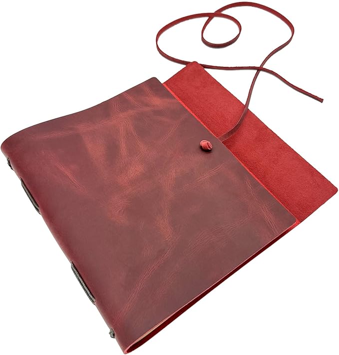 Large Notebook Journal - Genuine Leather Journals for Writing A4 Size Diary 8x10 Inch, Notepad For Women and Man, Gifts,Work,Travel Wine Red - Bloomnest