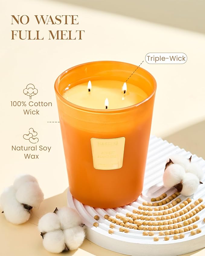 M&SENSE Sunset Mandarin Scented 35oz 150H Burn Time, 3-Wick Natural Aromatherapy Candle Highly Scented Long Lasting, Home Fragrance Housewarming Gifts New Home Gift Ideas - Bloomnest