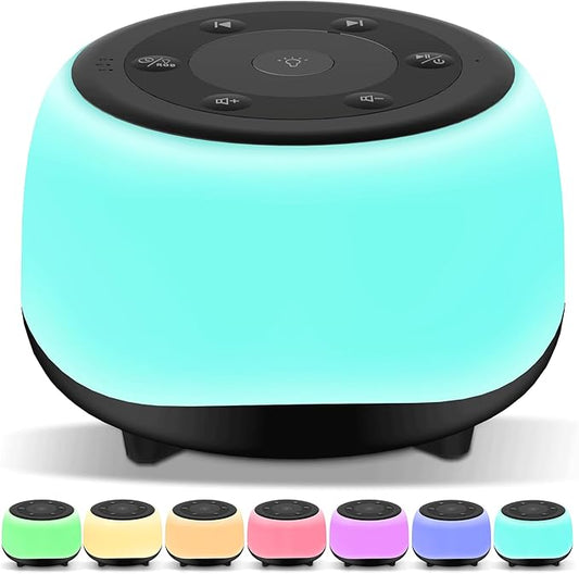White Noise Sound Machine with 7 Colors Night Light 34 Soothing Sounds, Portable Sound Machine for Baby Adults Kids Sleep with 30 Volume Levels 4 Timers Adjustable Brightness (Black) - Bloomnest