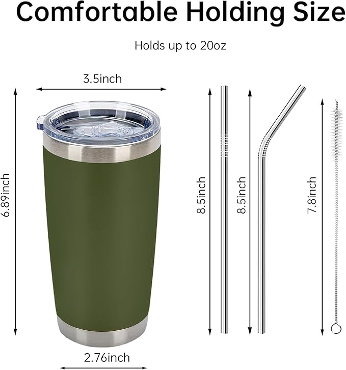 IEOVIEE 32 Pack, 20oz Stainless Steel Bulk Tumblers with Lids and Straws, Double Wall Insulated Travel Mug, Durable Powder Coated Tumbler Bulk Cup for Cold and Hot Drinks(Army Green) - Bloomnest