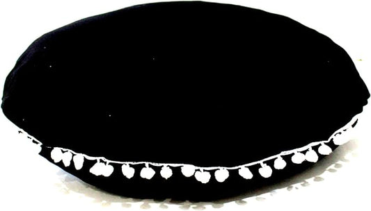 CRAFT KALA Meditation Floor Pillow Cover, Round Large Pillows Cover Seating for Adults, Bohemian Mandala Circle Cushions Cover for Outdoor Fireplace Yoga Living Room (Black, 32" Round) - Bloomnest