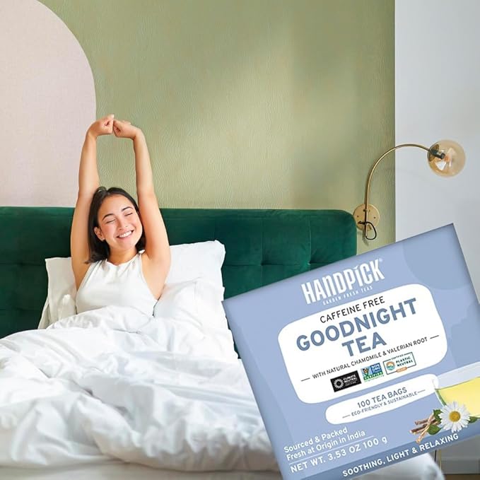 HANDPICK, Good Night Tea Bags (100 Count) Night Time Herbal Tea | Caffeine Free | Floral Blend - Lavender, Chamomile, Peppermint | Natural Tea, Perfect for Bedtime - Bloomnest