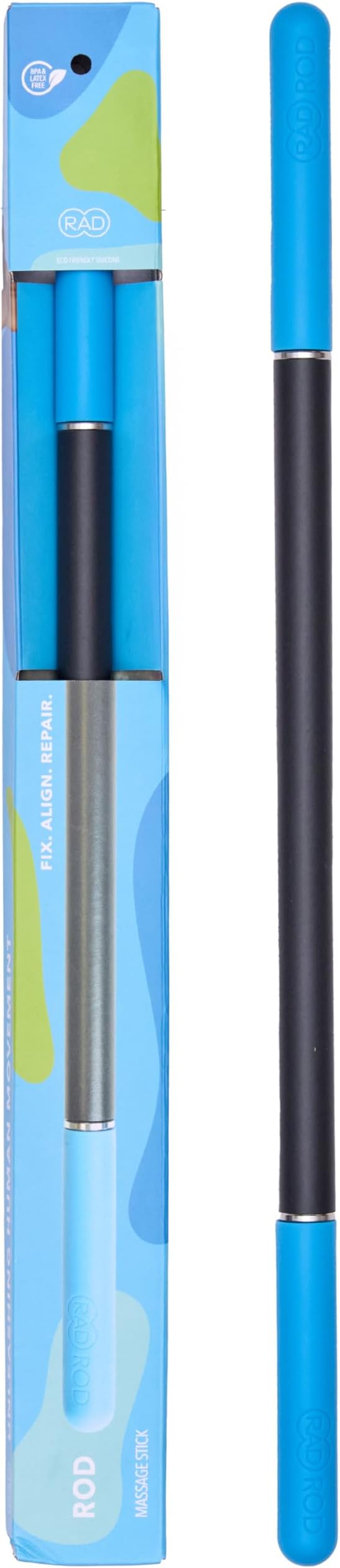 RAD Rod – 21in Compact Deep Tissue Massage Roller Stick – Myofascial Release Tool for Legs, Back, Neck, Arms & Shoulders – Muscle Roller for Mobility & Recovery