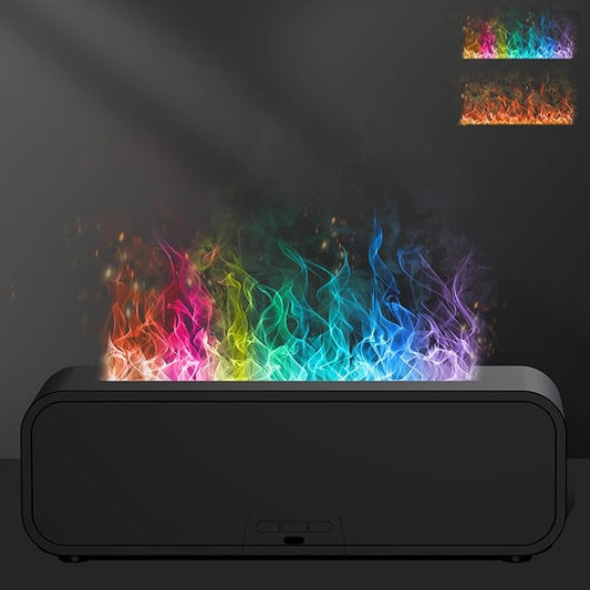 Colorful Flame Air Aroma Diffuser Humidifier, Dynamic Fire Flame Sound Pickup Aromatherapy Diffuser for Home Office Room(Remote, Timer & Auto-Off, 150ml) - Bloomnest