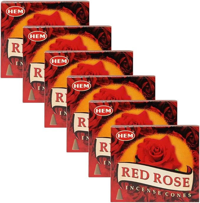 TRUMIRI Incense Cone Holder Bundle with Hem Red Rose Incense Cones - Pack of 6 (Approx 60 Cones) TRUMIRI