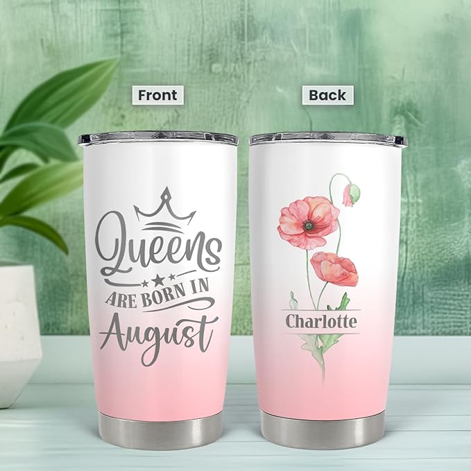 Birthday Gifts for Women Personalized Birth Flower Tumbler 20oz 30oz Stainless Steel Coffee Cups, Gifts for Best Friends Mom Wife Grandma, Custom Birth Flowers with Names - Bloomnest
