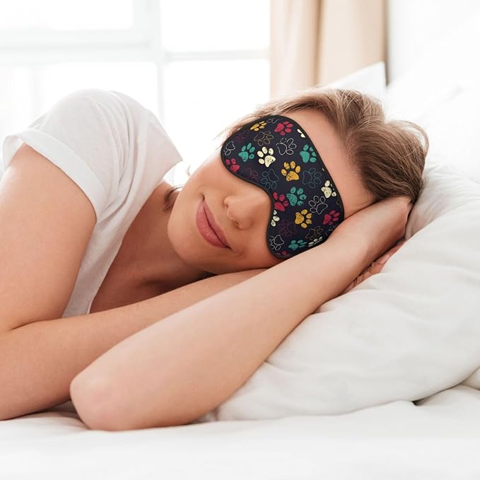 Colorful Paw Print Sleep Mask for Sleeping, Soft Comfort Eye Shade, Blackout Eye Cover, Deep Rest, Travel, Nap, Meditation - Bloomnest
