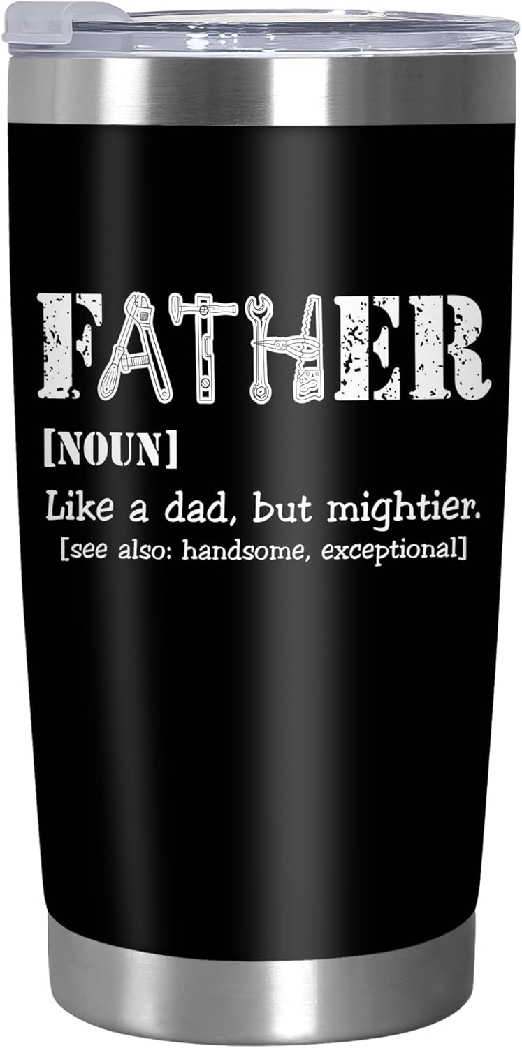 TEEZWONDER Christmas Birthday Gifts for Dad from Daughter Son - Stainless Steel Insulated Coffee Tumbler with Lid 20 oz - Funny Gifts for Dad, Husband Birthday Gift Ideas