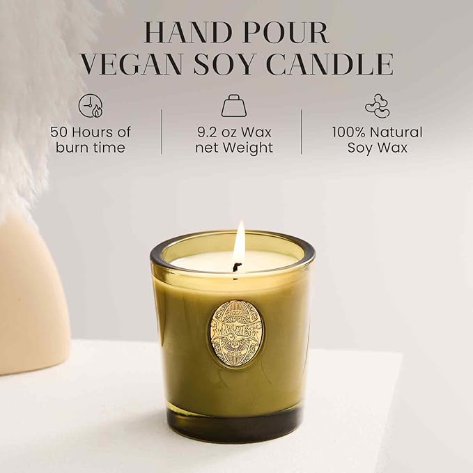 M&SENSE Natural Soy Candle | Forest Cabin & Green | 9.2 oz, 50H Burn Time | Luxury Scented Candle for Relaxation, Gifting, Home Décor | Ideal for Bedroom, Office, Party Ambiance - Bloomnest