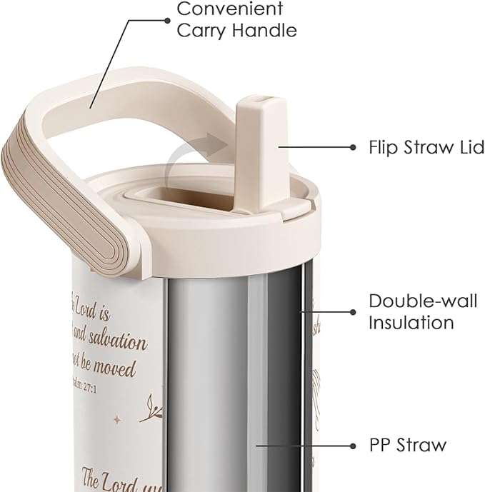 SANDJEST Christian Stainless Steel Straw Lid Tumbler 30oz with Carry Handle for Women Girls, Child of God Insulated Travel Coffee Cup, Gift for Sports Outdoor Workout Christmas Birthday - Bloomnest