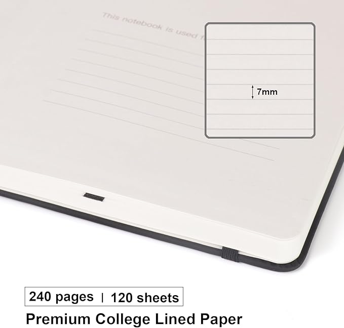 Comix Lined Journal Notebook for Women Men, Journaling Notebooks for Office School Home, 240 Pages, 5.5" x 8.3", College Ruled, A5, Hardcover, Black - Bloomnest