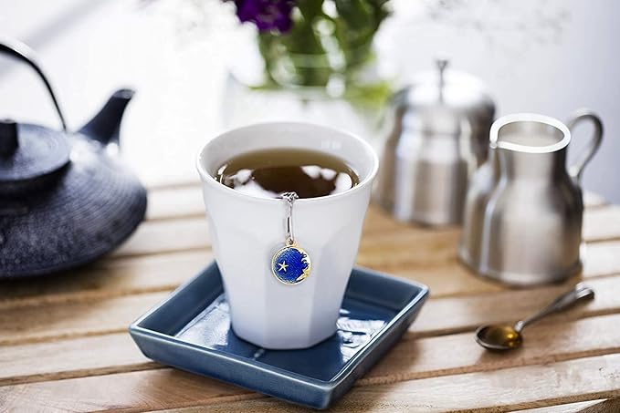 2pcs Tea Infuser, Tea Strainers for Loose Tea, Gold Plated Enamel Moon Star Celestial Charm Pendant Tea Ball Set Loose Tea Steeper Gifts for Women - Bloomnest