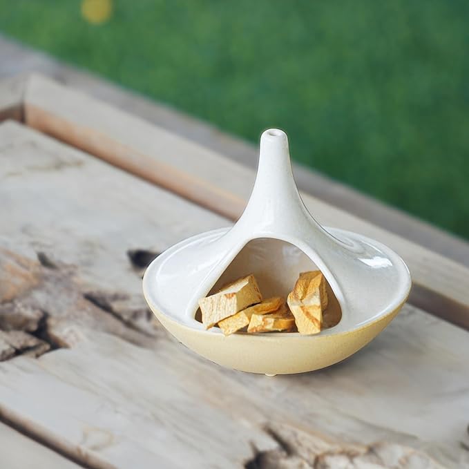 3 in 1 Incense Holder for Palo Santo Sticks Sage Bundles Cone Incense, Handcrafted Ceramic Incense Burner Holder Ash Catcher with Chimney, Smudge Bowl for Yoga Meditation Home Decor (Chimney White) GRAMSTORMAX